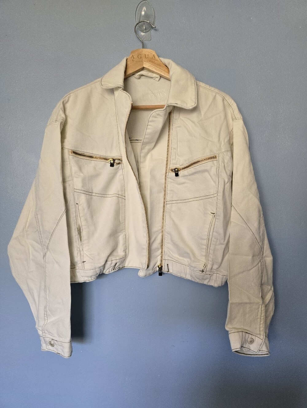 We The Free Cropped Cream Jean Jacket S